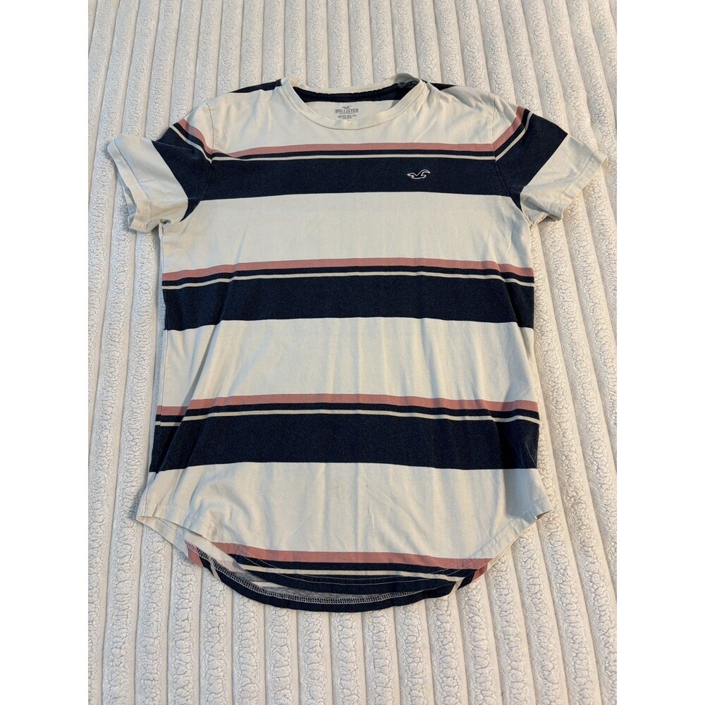 Hollister Must Have Collection Striped Shirt medium White navy pink Casual Tee
